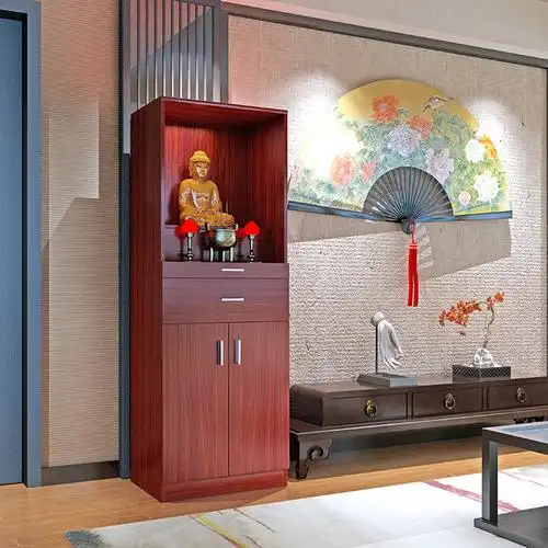 佛龛实木菩萨供奉家用财神佛像客厅办公定制佛柜