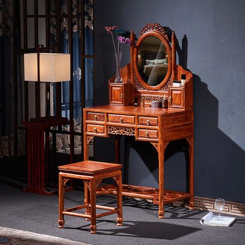 刺猬紫檀梳妆台非洲花梨小洋梳妆仿古实木红木梳妆台