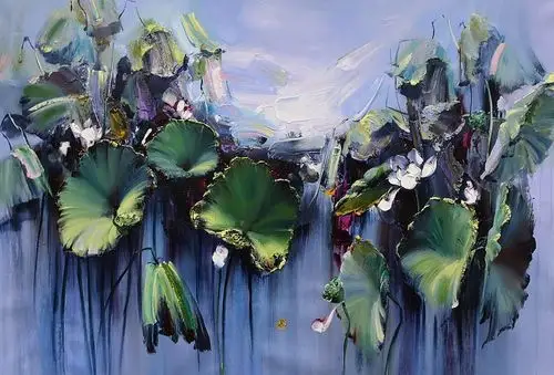 邓宇意象油画.荷塘