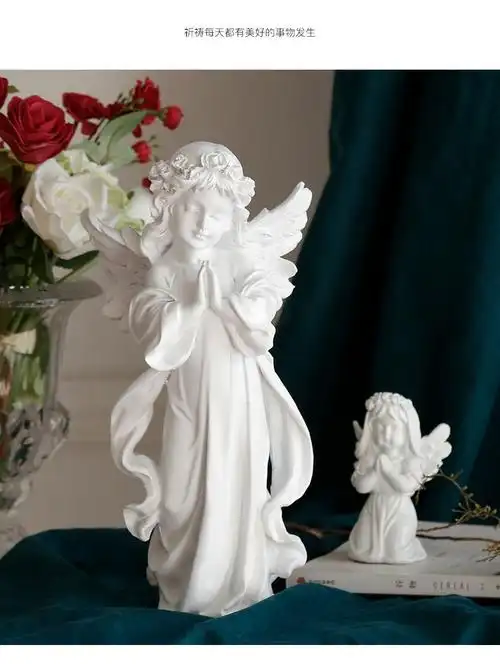 石膏像人物人物雕塑摆件摆件工艺品北欧小天使人物雕像复古仿石膏少女