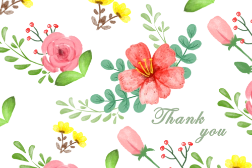 水彩小清新花卉感恩卡png透明底
