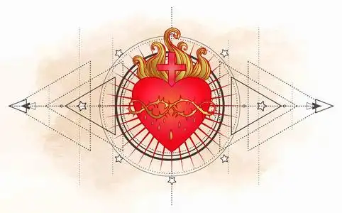 时尚的复古风格元素. 灵性宗教,天主教,基督教,神秘,炼金术,魔法爱.