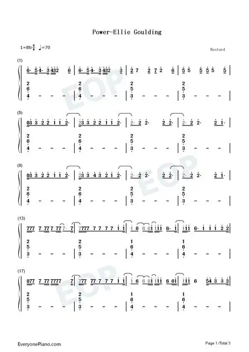 power-ellie goulding双手简谱预览1
