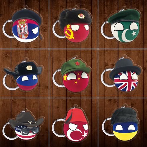 波兰球钥匙扣各国家球团子挂件中国美国球动漫周边二次元可爱礼物荷兰