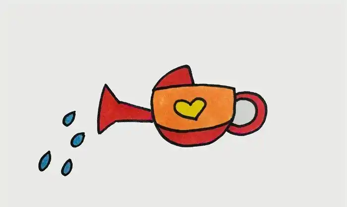 卡通水壶简笔画颜色