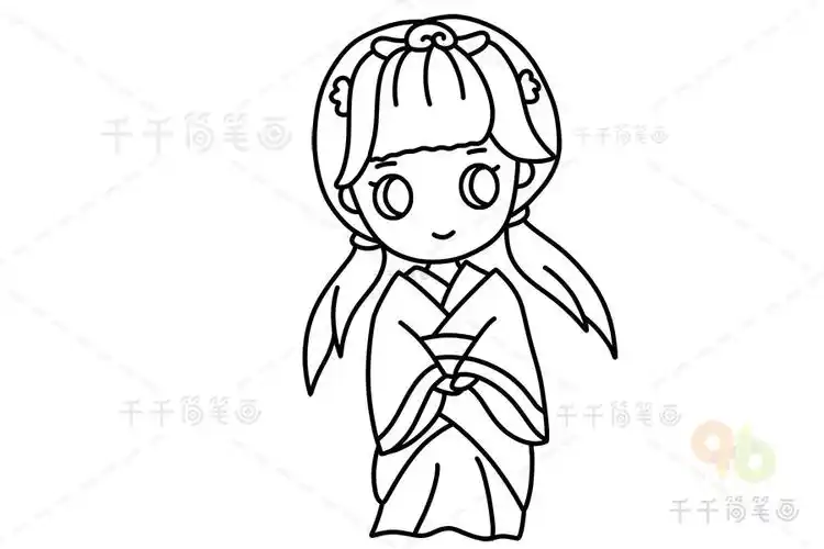 古代女孩简笔画怎么画图解