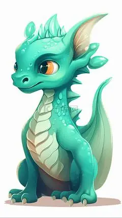 龙西方可爱小巧简约背景站立