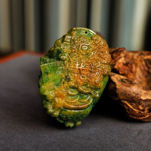 天然翡翠 a货 吊坠 挂件 八破图 黄翡 冰种