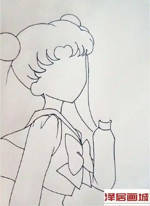 动漫人物简笔画教程,美少女战士水冰月步骤图-泽居画城www.zeju.cc