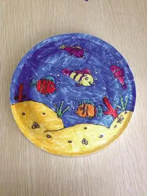 环保纸盘画———鱼