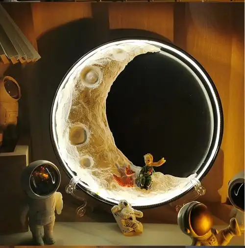 肌理月球灯diy材料包 手工月亮宇航员小王子创意星球小夜灯礼物 cob灯