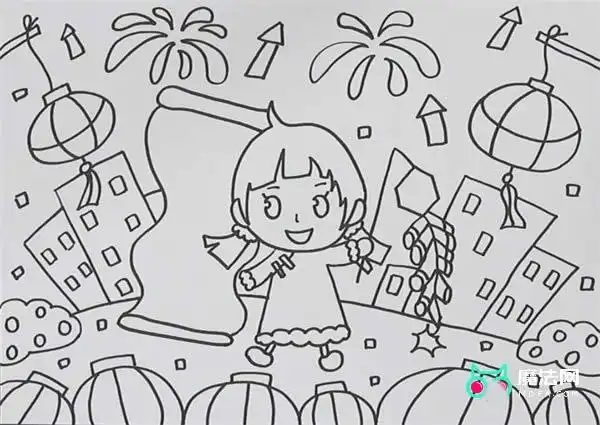 春节快乐儿童画画法简单又漂亮--简笔画大全