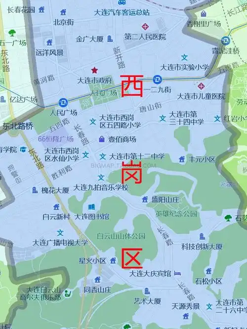大连市主城区4区街道地图2020高清定制办公办公会现代装饰画