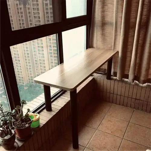 阳台书桌学习写字桌飘窗桌创意电脑桌工作桌加高台架窗台茶几定制飘窗