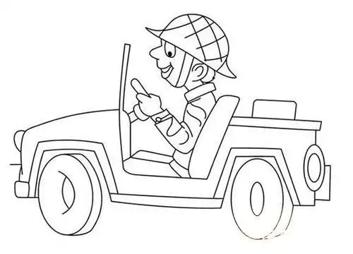 简笔画开车的人