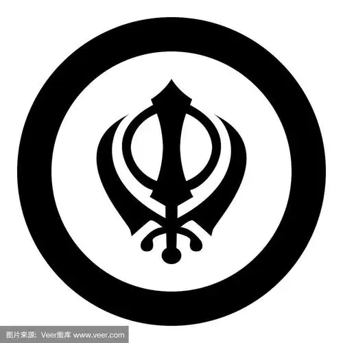 汗达符号锡克教符号图标黑色矢量插图简单的图像