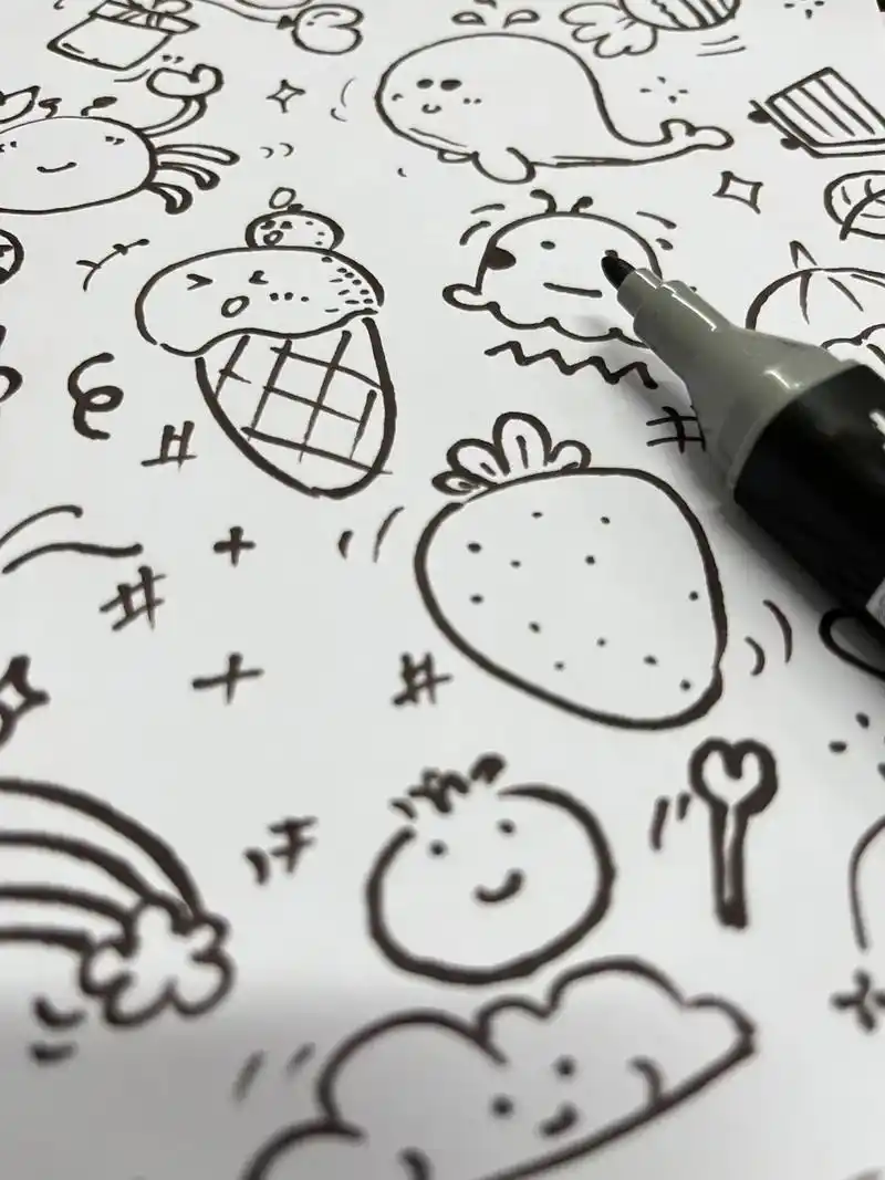 手帐素材黑白简笔画涂鸦零基础手绘