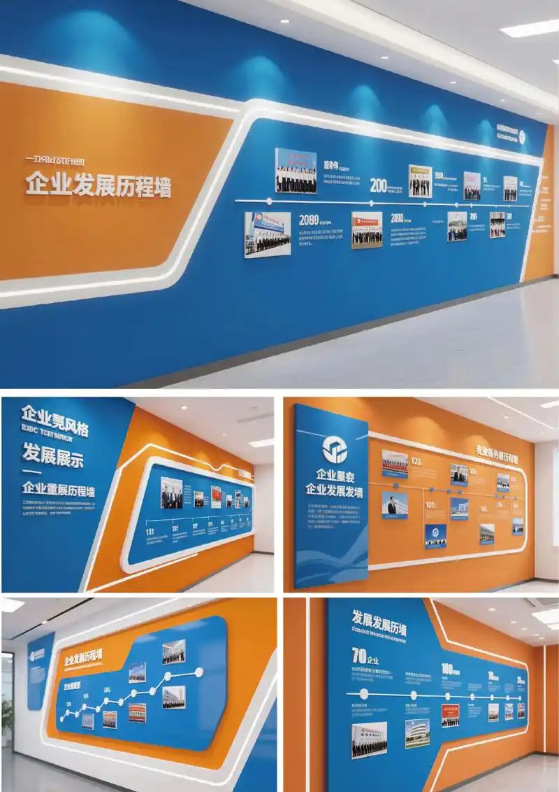 蓝橙碰撞,企业文化墙活力大爆发.#设计案例分享 #设计