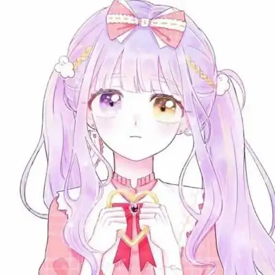 二次元 少女 头像 紫色双马尾 异瞳:一粉一黄 粉色系 可爱