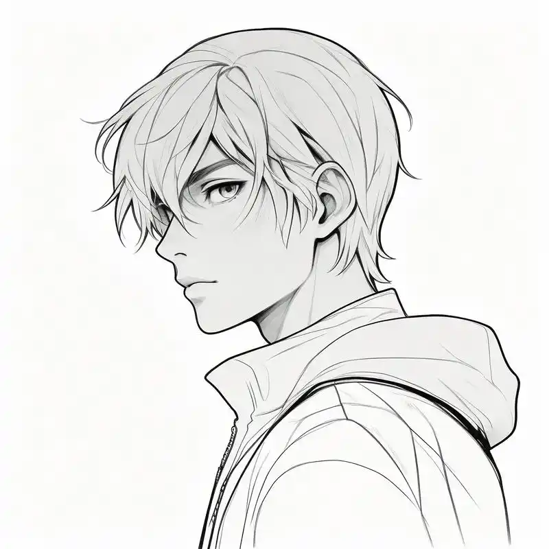 96 帅气男性侧脸黑白素描头像 94 探索男性侧脸的魅力,通过黑白