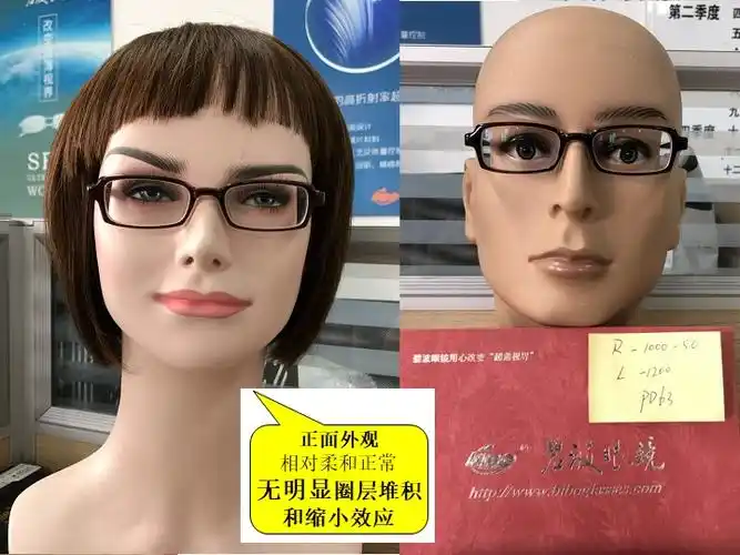 为何近视眼1000度左右选择碧波索菲亚板材镜框超薄效果特明显