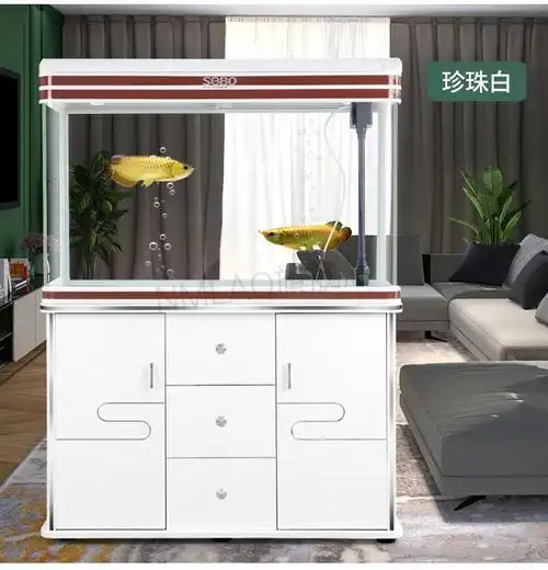 松宝金鱼缸水族箱家用小型鱼缸60公分热弯高清玻璃水族箱80带柜免换水