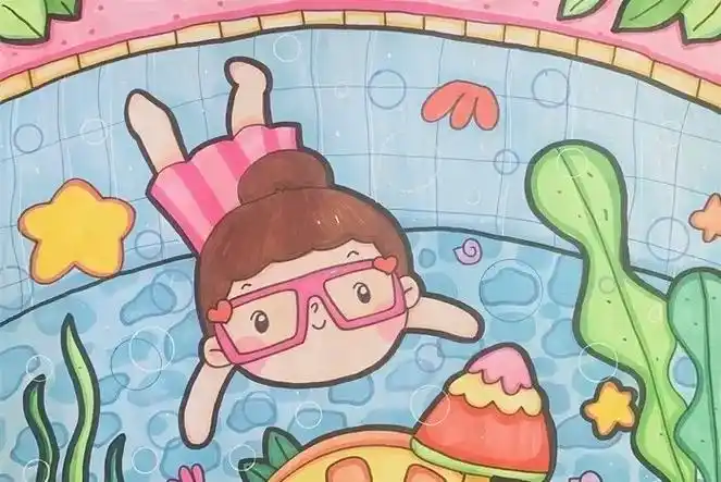 小女孩游泳简笔画素材#简笔画 #一起学画画 #画画 - 抖音