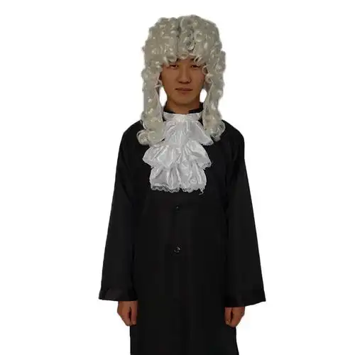 欧美律师欧洲中世纪大法官审判者黑色律师袍假发舞台演出服装出租