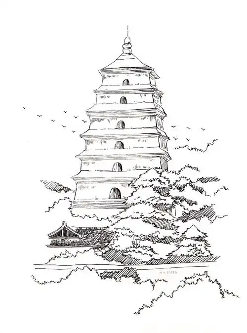 西安风景建筑写生|纯艺术|绘画|甜粽子咸粽子 - 原创作品 - 站酷