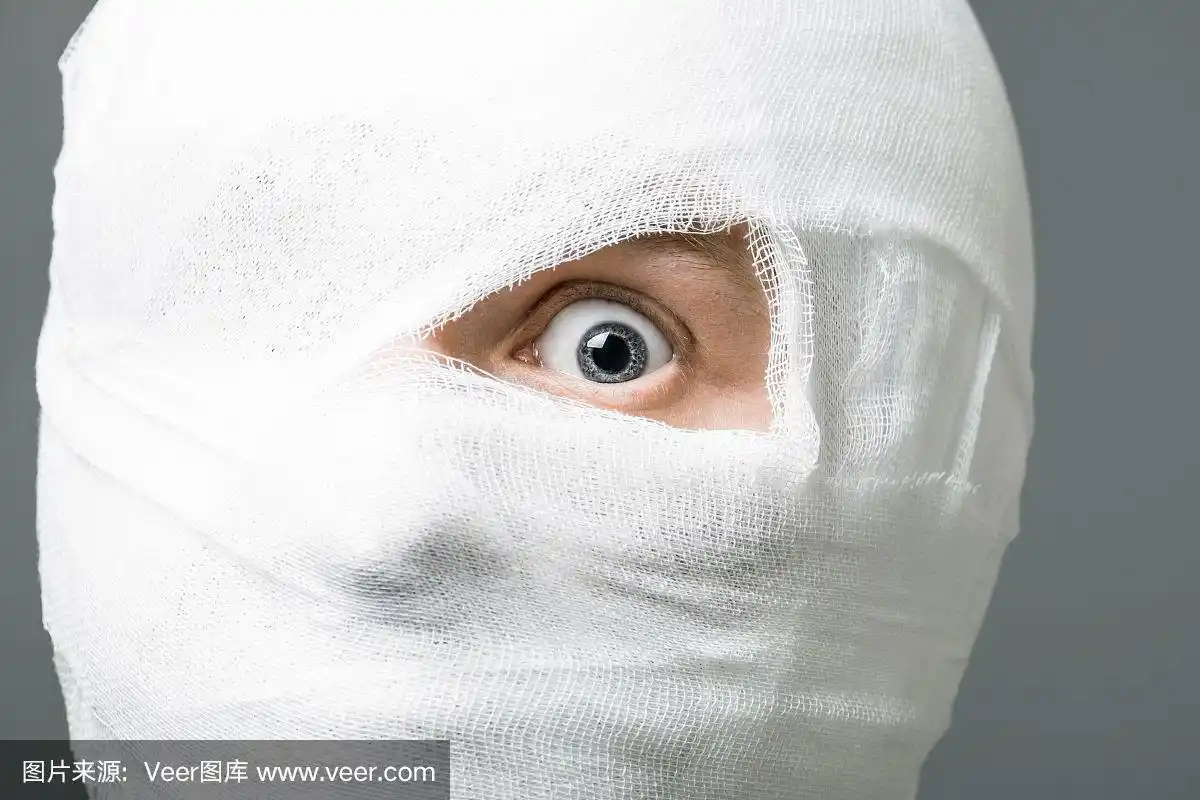 绷带,人的头部,男人,身体受伤,遮住脸