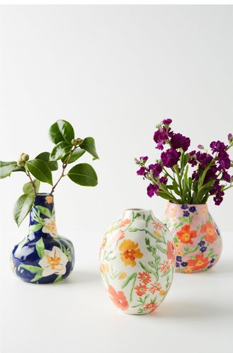 插花创意手绘陶瓷花朵花瓶不规则瓶口装饰摆件花瓶