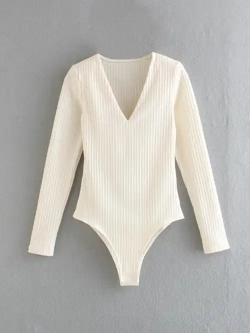 2020欧美风秋女装新款批发长袖垫肩v领连体衣