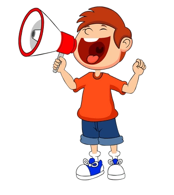 卡通手绘用喇叭大喊的小孩