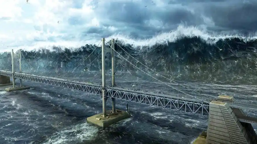 一场海底爆发的18级地震引来了巨型海啸淹没韩国,堪比水漫金山寺