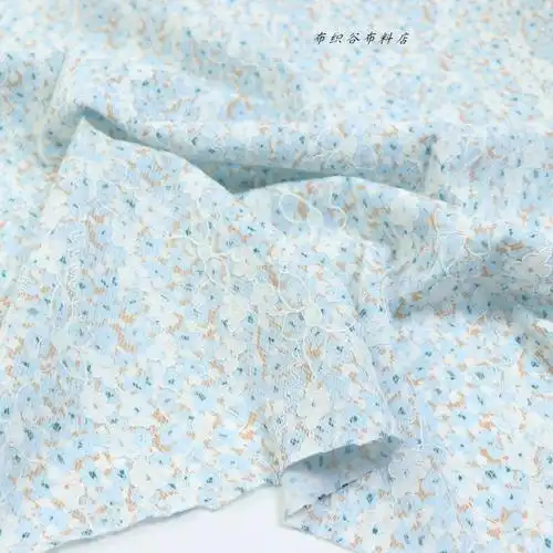 日单田园绣提花小碎花蕾丝雪纺布料cos上衣服装连衣裙手工diy面料