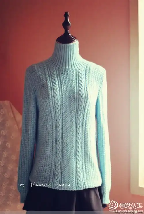 手编女士毛衣款式之经典羊毛棒针套头毛衣