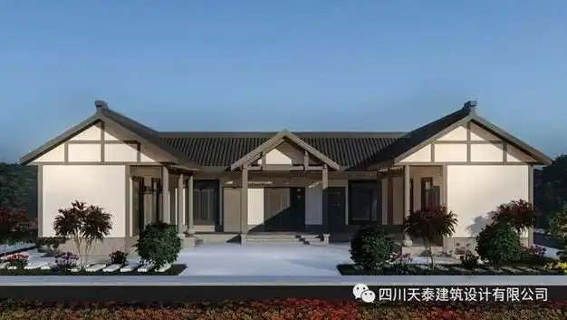 四川仪陇乡村中式三合院别墅农村自建房设计图纸带堂屋香火位