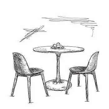 咖啡,厨房,桌子,椅子,素描