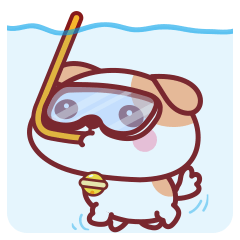 可爱狗狗秋田君表情～潜水