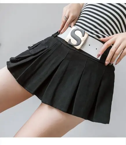 暖青汇2020夏季新款性感低腰超短裙牛仔短裙裤裙百褶裙蓬蓬裙半身裙子