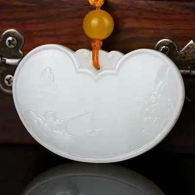 省级玉雕大师徐双兴 和田玉白玉 山水牌41g