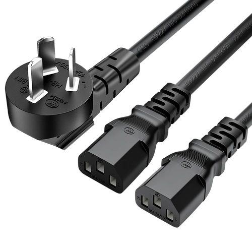 电脑电源线纯铜一分二品字尾一拖二转二台式主机箱显示器三插双头