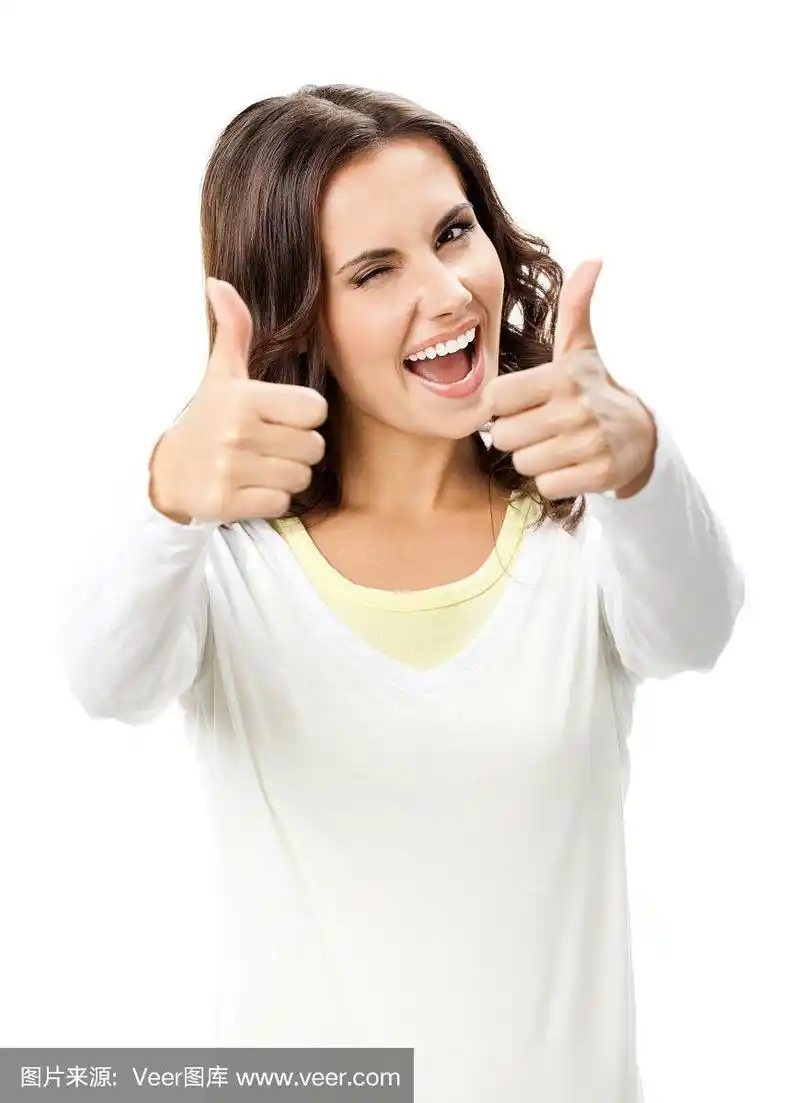 女人竖起大拇指,孤立无主