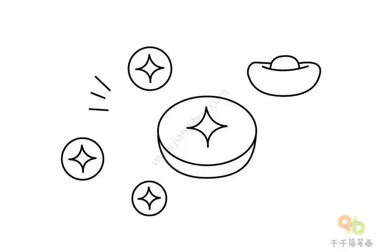 图金元宝简笔画金元宝简笔画手抄报 专辑 元旦节简笔画 铜钱简笔画