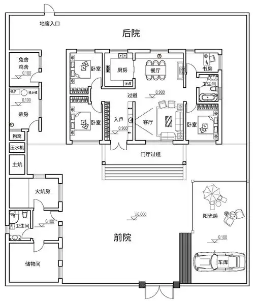 中式一层别墅设计图平面图