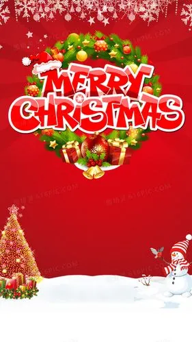 圣诞节简约红色psd分层h5背景素材