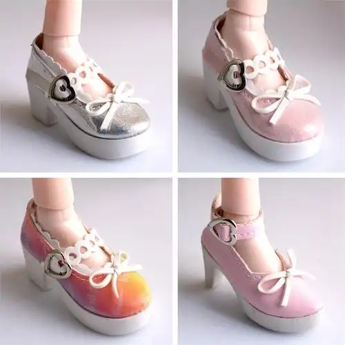 60厘米夜萝莉仙子叶罗丽娃娃的鞋子孔雀冰公主中跟高跟鞋小皮鞋