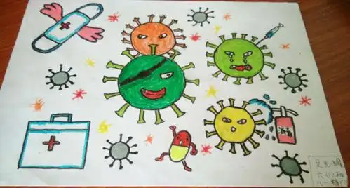 "疫"起抗疫,糖小美育在行动(第2期) ———创意绘画 《打败病毒》作品
