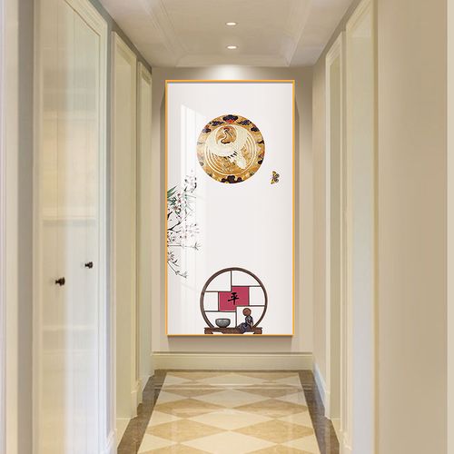 入户挂画墙面尽头走廊过道门墙进门福字玄关现代装饰画
