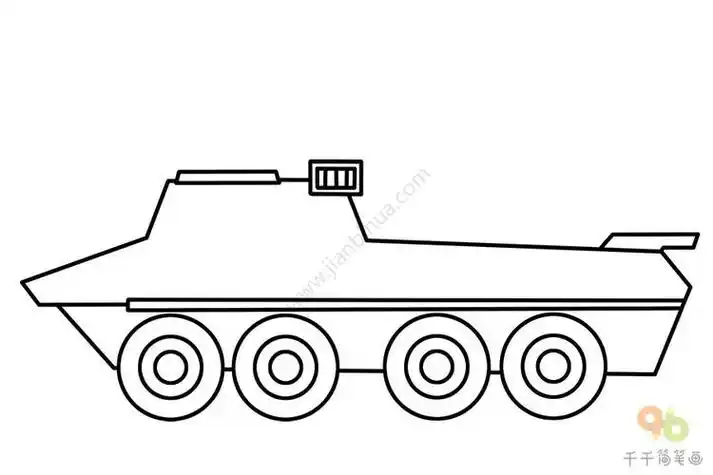 大疆装甲车简笔画 简笔画图片大全-蒲城教育文学网